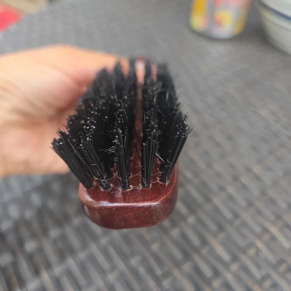 Vintage Dark Wooden Round Beauty Magic Bristle Thin Hairbrush Brush